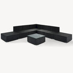 Ensemble de mobilier de patio gris élégant avec table en verre trempé