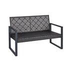 Ensemble de mobilier de patio 4 pièces pour balcon, véranda, jardin, cour et pelouse : plateau de table en bois d'acacia, coussins marron et beige