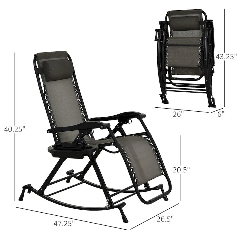 Fauteuils à bascule d'extérieur Outsunny, fauteuils inclinables pliables