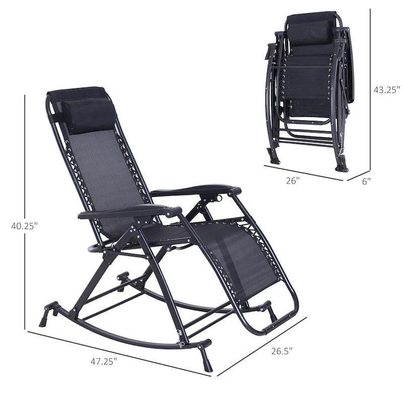 Fauteuils à bascule d'extérieur Outsunny, fauteuils inclinables pliables