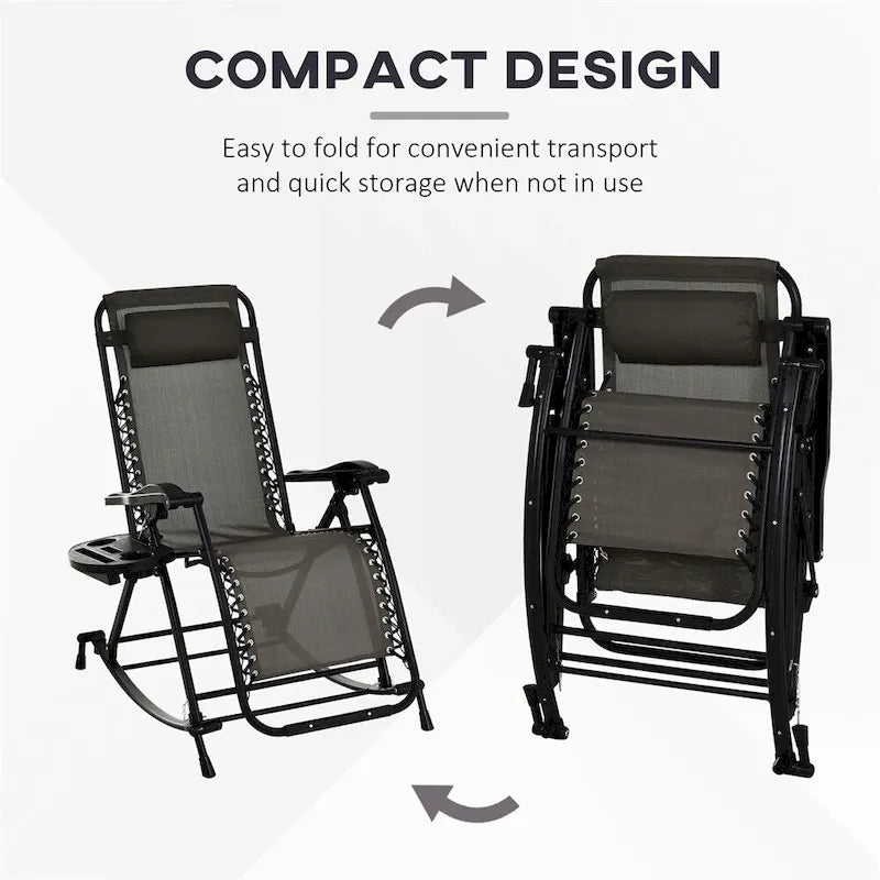 Fauteuils à bascule d'extérieur Outsunny, fauteuils inclinables pliables
