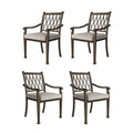 Chaises de salle à manger de patio en aluminium moulé à treillis avec coussins (ensemble de 4)