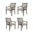 Chaises de salle à manger de patio en aluminium moulé à treillis avec coussins (ensemble de 4)
