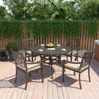Chaises de salle à manger de patio en aluminium moulé à treillis avec coussins (ensemble de 4)