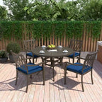 Chaises de salle à manger de patio en aluminium moulé à treillis avec coussins (ensemble de 4)