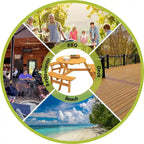 Table de pique-nique ronde en bois pour 6 personnes, idéale pour une terrasse.