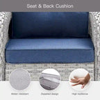 Fauteuils de jardin en rotin tressé avec canapé 2 places - Beige clair