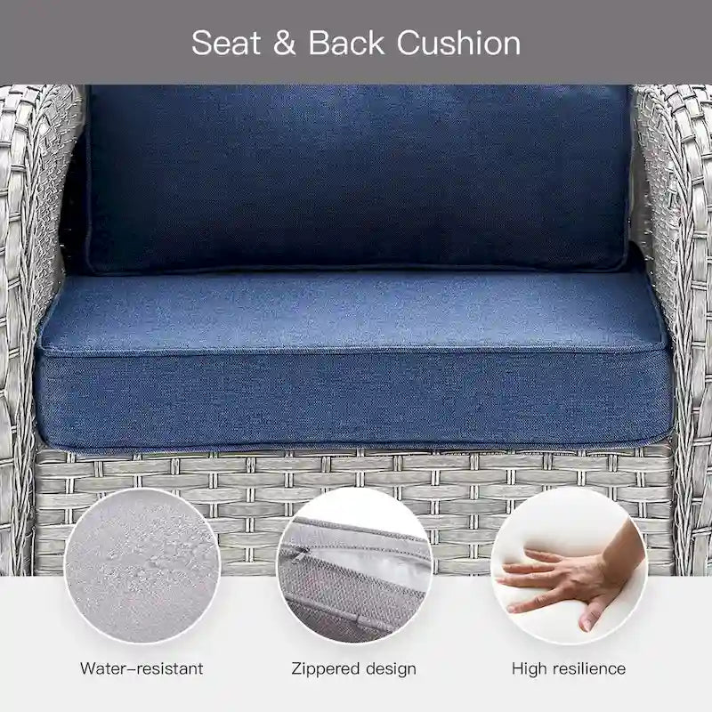 Fauteuils de jardin en rotin tressé avec canapé 2 places - Beige clair