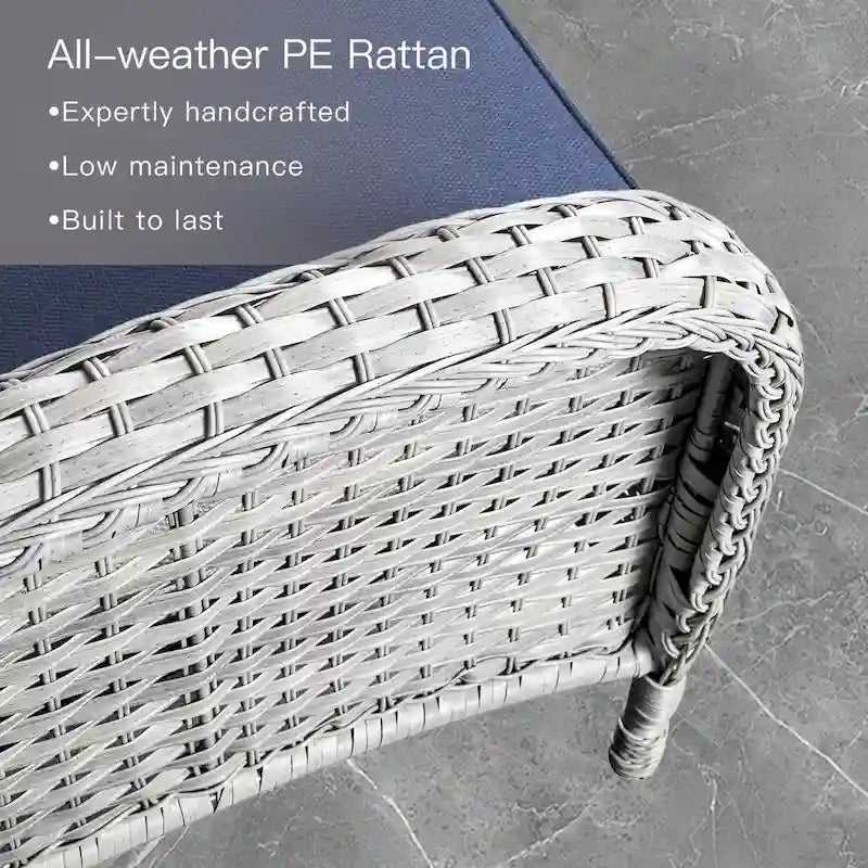 Fauteuils de jardin en rotin tressé avec canapé 2 places - Beige clair