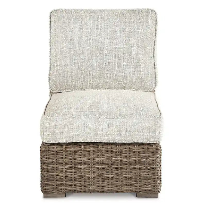 Ensemble canapé d'extérieur, fauteuils et brasero marron/beige Signature Design by Ashley Beachcroft - 83 cm L x 37 cm P x 36 cm H