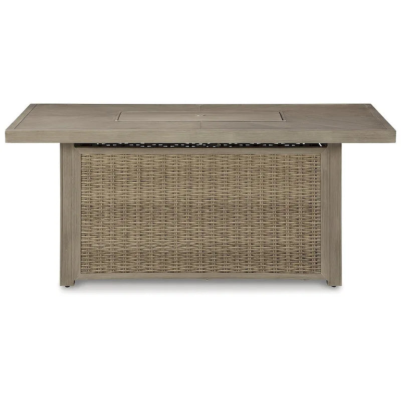 Ensemble canapé d'extérieur, fauteuils et brasero marron/beige Signature Design by Ashley Beachcroft - 83 cm L x 37 cm P x 36 cm H
