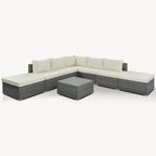 Ensemble de mobilier de patio extérieur élégant 8 pièces avec table en verre trempé