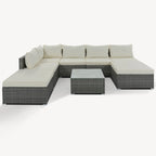 Ensemble de mobilier de patio extérieur élégant 8 pièces avec table en verre trempé