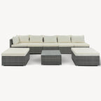Ensemble de mobilier de patio extérieur élégant 8 pièces avec table en verre trempé
