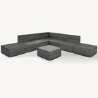 Ensemble de mobilier de patio extérieur élégant 8 pièces avec table en verre trempé