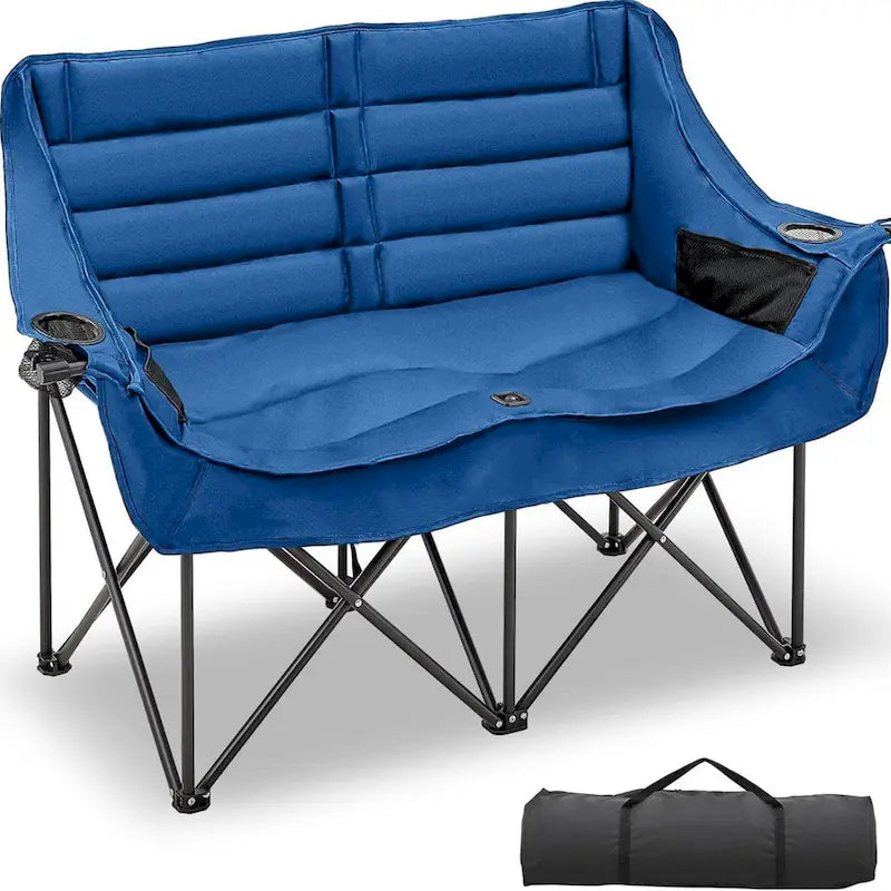 Chaise de camping pliante surdimensionnée 2 personnes DoCred entièrement rembourrée
