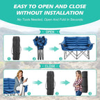 Chaise de camping pliante surdimensionnée 2 personnes DoCred entièrement rembourrée