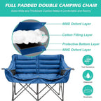 Chaise de camping pliante surdimensionnée 2 personnes DoCred entièrement rembourrée
