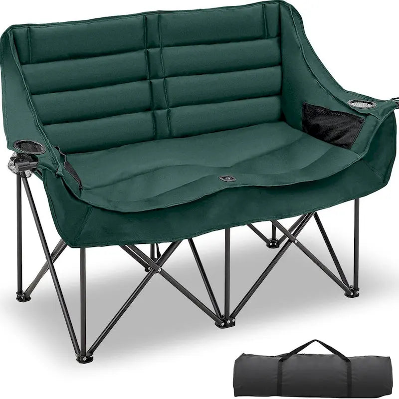 Chaise de camping pliante surdimensionnée 2 personnes DoCred entièrement rembourrée