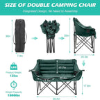 Chaise de camping pliante surdimensionnée 2 personnes DoCred entièrement rembourrée