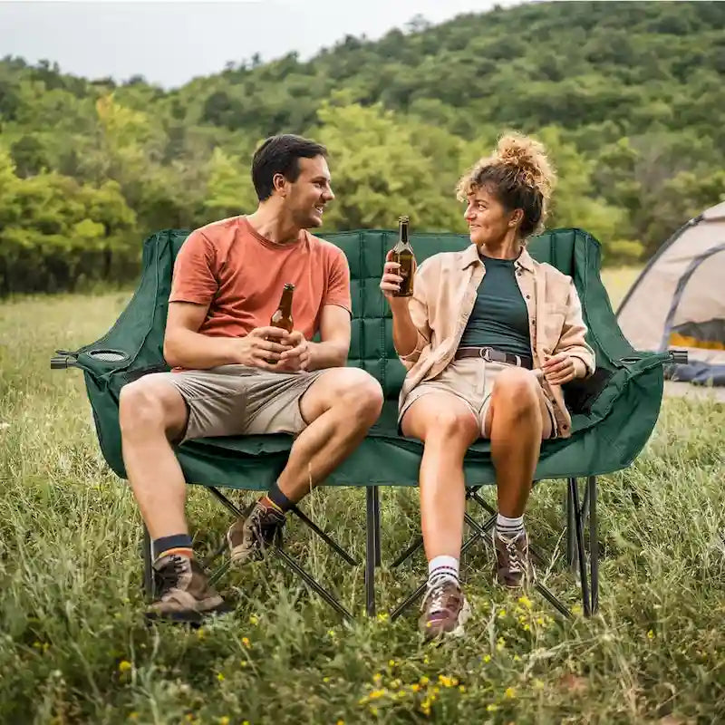 Chaise de camping pliante surdimensionnée 2 personnes DoCred entièrement rembourrée