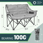 Chaise de camping pliante surdimensionnée 2 personnes DoCred entièrement rembourrée