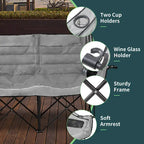 Chaise de camping pliante surdimensionnée 2 personnes DoCred entièrement rembourrée