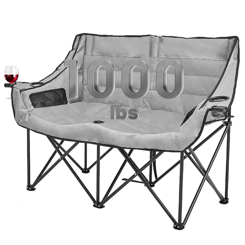 Chaise de camping pliante surdimensionnée 2 personnes DoCred entièrement rembourrée