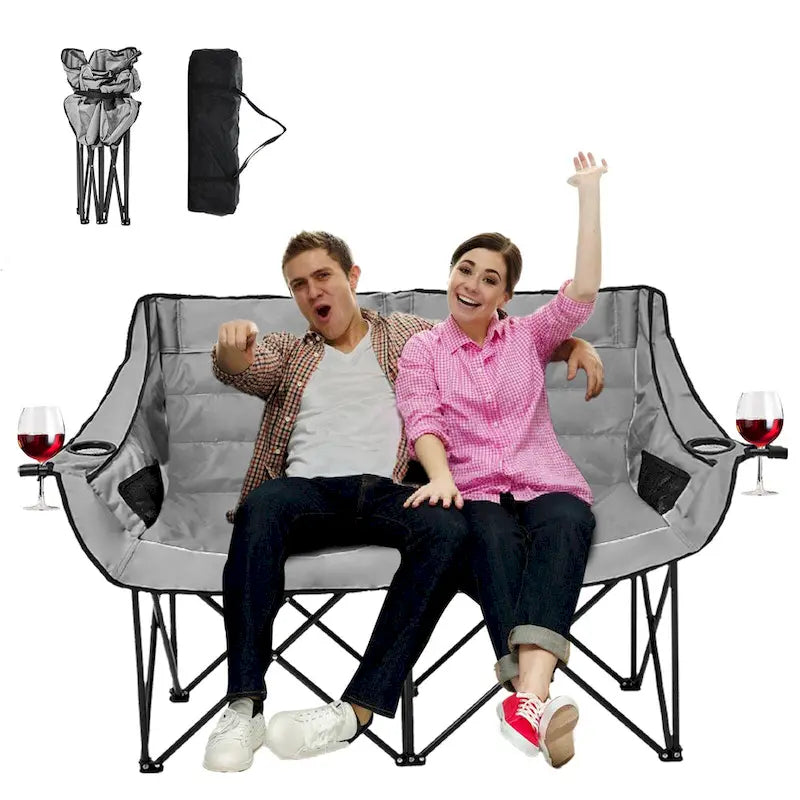 Chaise de camping pliante surdimensionnée 2 personnes DoCred entièrement rembourrée