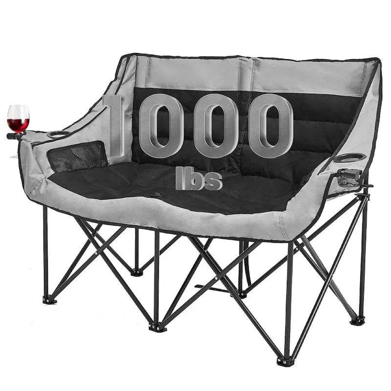 Chaise de camping pliante surdimensionnée 2 personnes DoCred entièrement rembourrée