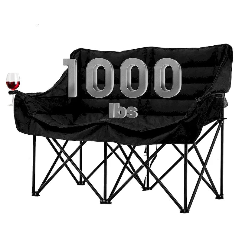 Chaise de camping pliante surdimensionnée 2 personnes DoCred entièrement rembourrée