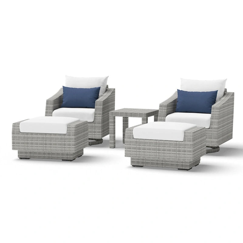 Ensemble Cannes 5 pièces en aluminium pour club de sport et repose-pieds d'extérieur