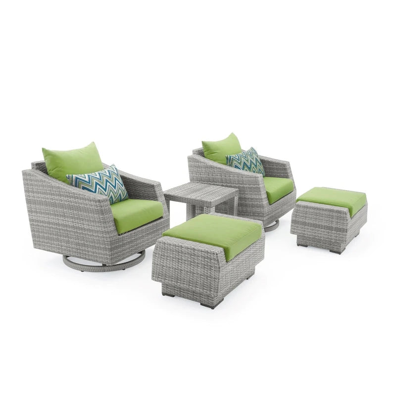 Ensemble Cannes 5 pièces en aluminium pour club de sport et repose-pieds d'extérieur