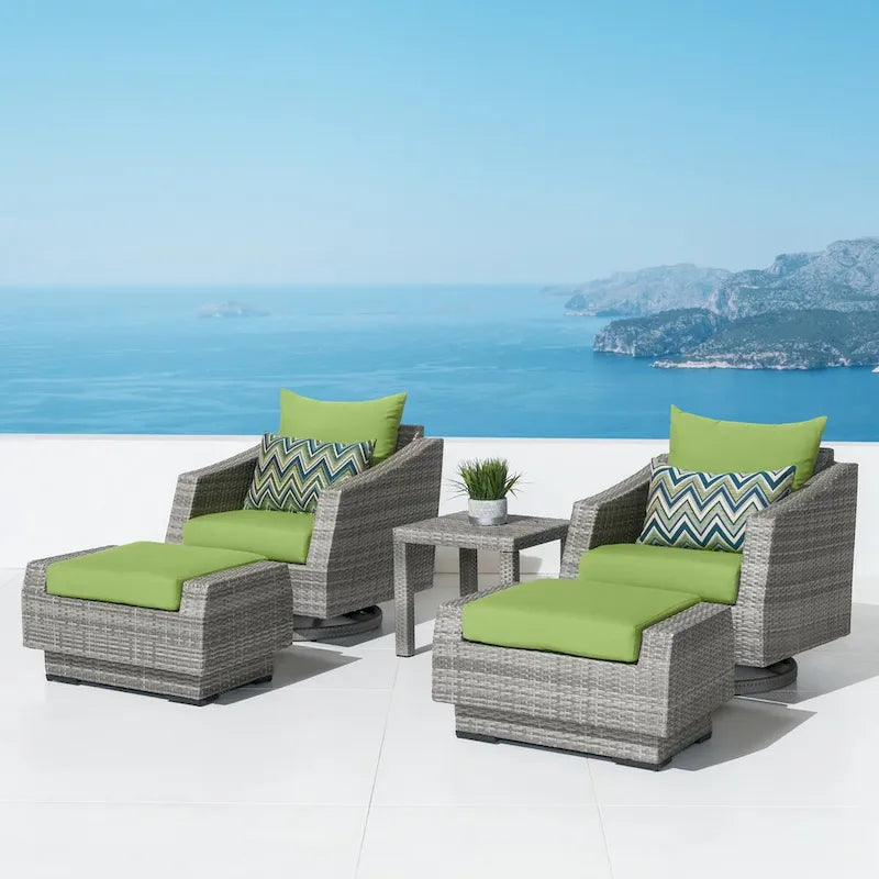 Ensemble Cannes 5 pièces en aluminium pour club de sport et repose-pieds d'extérieur