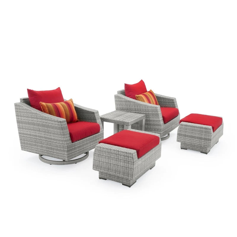 Ensemble Cannes 5 pièces en aluminium pour club de sport et repose-pieds d'extérieur