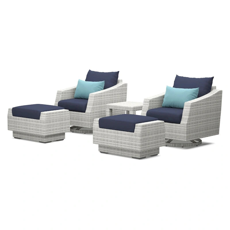 Ensemble Cannes 5 pièces en aluminium pour club de sport et repose-pieds d'extérieur