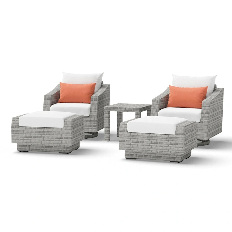 Ensemble Cannes 5 pièces en aluminium pour club de sport et repose-pieds d'extérieur
