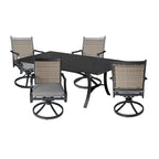 Ensemble de salle à manger d'extérieur 5 pièces en aluminium avec table rectangulaire