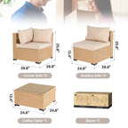 Ensemble de conversation Patio Watcher 5 pièces en rotin jaune avec coussins pour l'extérieur