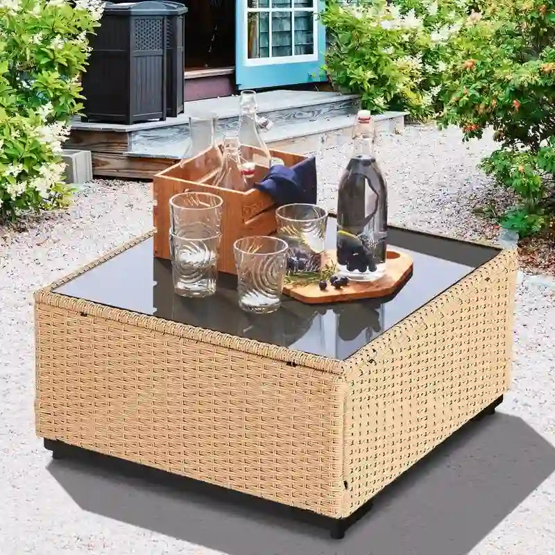 Ensemble de conversation Patio Watcher 5 pièces en rotin jaune avec coussins pour l'extérieur