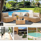 Ensemble de conversation Patio Watcher 5 pièces en rotin jaune avec coussins pour l'extérieur