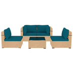 Ensemble de conversation Patio Watcher 5 pièces en rotin jaune avec coussins pour l'extérieur