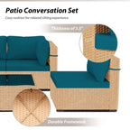 Ensemble de conversation Patio Watcher 5 pièces en rotin jaune avec coussins pour l'extérieur