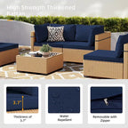 Ensemble de conversation Patio Watcher 5 pièces en rotin jaune avec coussins pour l'extérieur