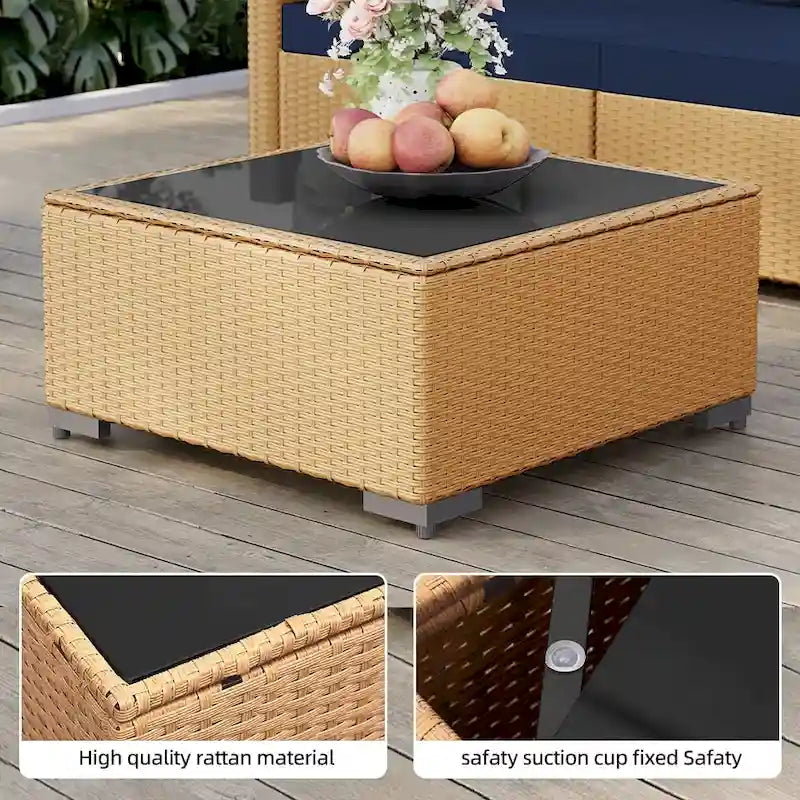 Ensemble de conversation Patio Watcher 5 pièces en rotin jaune avec coussins pour l'extérieur