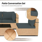 Ensemble de conversation Patio Watcher 5 pièces en rotin jaune avec coussins pour l'extérieur