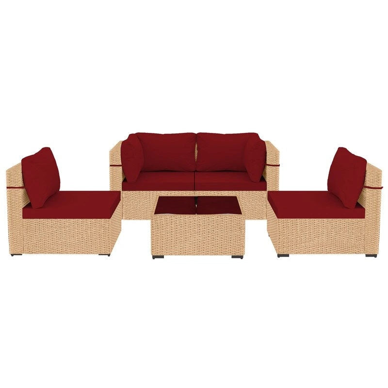 Ensemble de conversation Patio Watcher 5 pièces en rotin jaune avec coussins pour l'extérieur