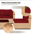 Ensemble de conversation Patio Watcher 5 pièces en rotin jaune avec coussins pour l'extérieur