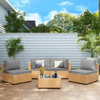 Ensemble de conversation Patio Watcher 5 pièces en rotin jaune avec coussins pour l'extérieur