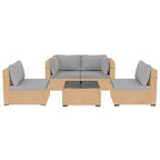 Ensemble de conversation Patio Watcher 5 pièces en rotin jaune avec coussins pour l'extérieur